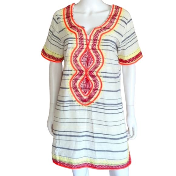 Scotch & Soda Dresses & Skirts - Scotch & Soda- Paradise Cove Embroidered Beige Tan Kaftan Dress